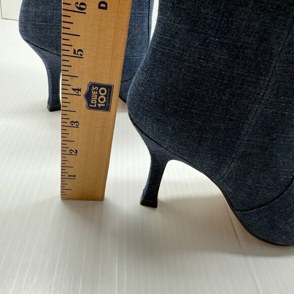 Lisa Vicky Denim Boots Size 7 Blue Arthaul-V Pointed Toe Mid Calf Heels Y2K NIB - Picture 6 of 13